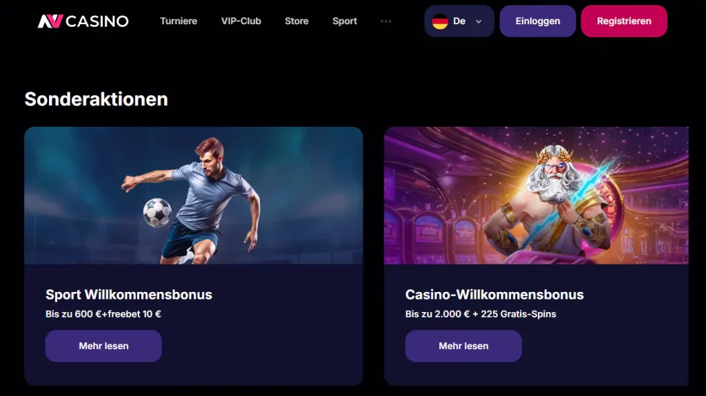 Deutsche NV Casino Bonusübersicht mit aktuellen Aktionen